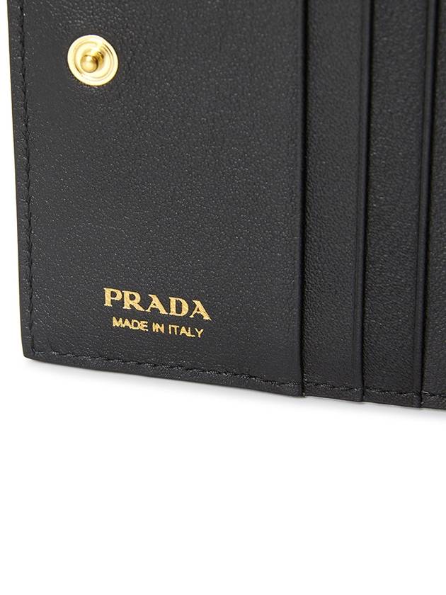 Women's Small Saffiano Smooth Leather Half Wallet Black - PRADA - BALAAN 6