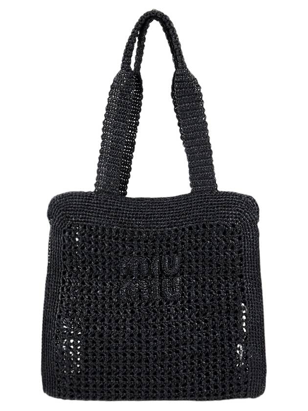 Woven Fabric Tote Bag Black - MIU MIU - BALAAN 2