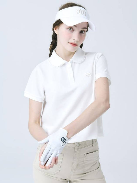 Doyou Know MC Women s Cotton Span Pique Lace Collar Decorated White Short Sleeve T Shirt DO3242TS005 - DOYOUKNOWMC GOLF WEAR - BALAAN 2