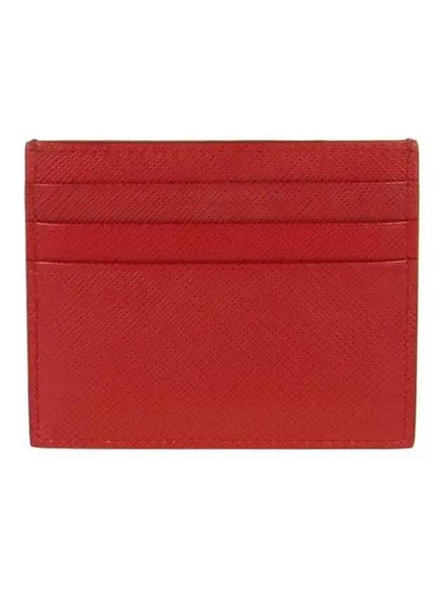 Metal Logo Saffiano Card Wallet Red - PRADA - BALAAN 5