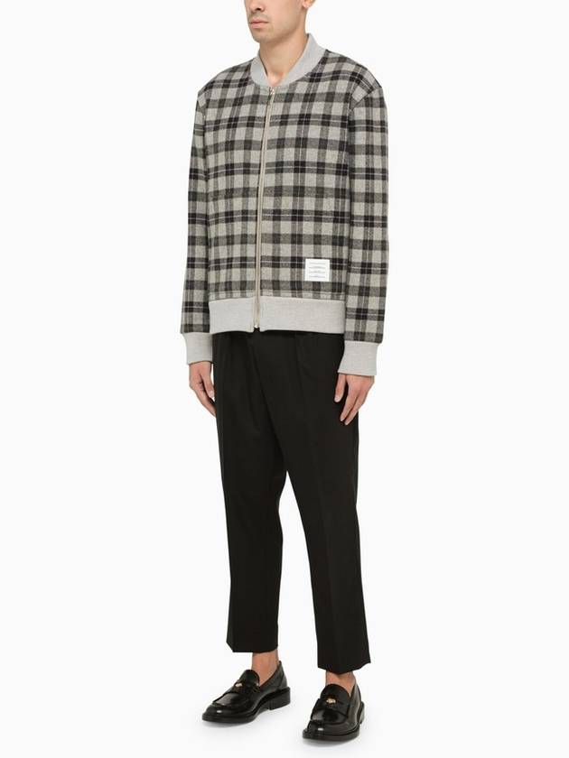 Men's Double Face Tartan Wool Bomber Jacket Grey - THOM BROWNE - BALAAN 2