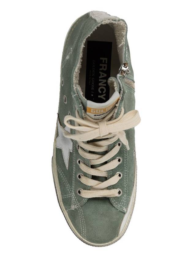 Francy Suede Laminated High Top Sneakers Silver Military Green - GOLDEN GOOSE - BALAAN 6