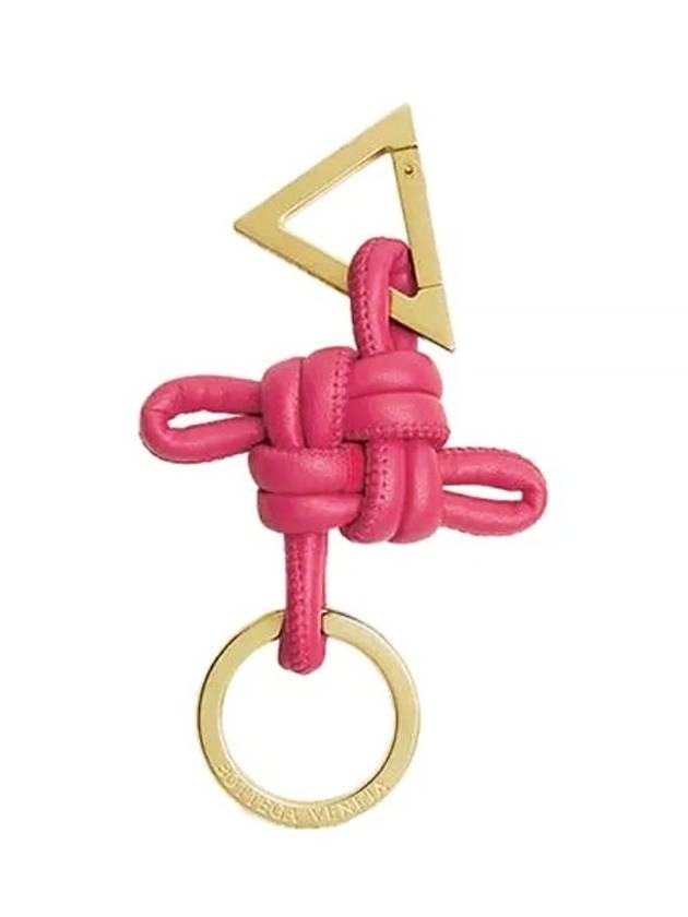 Gold Triangle Knot Key Holder Cranberry - BOTTEGA VENETA - BALAAN.