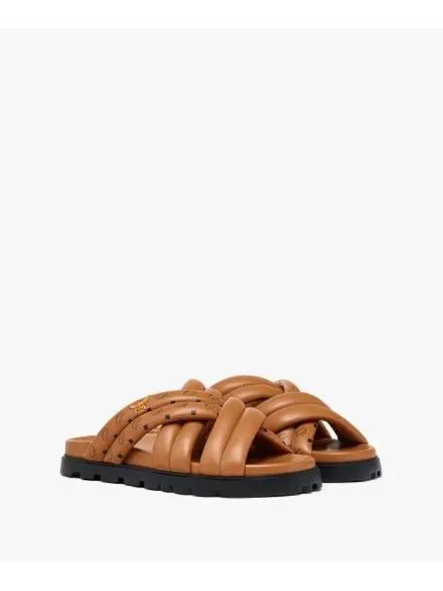 Lamb Leather Monogram Print Slippers Brown - MCM - BALAAN 2