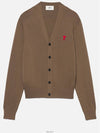 Heart A Logo V-neck Cardigan Brown - AMI - BALAAN 2