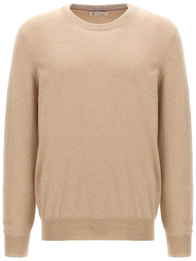 Crew Neck Cashmere Knit Top Beige - BRUNELLO CUCINELLI - BALAAN 2