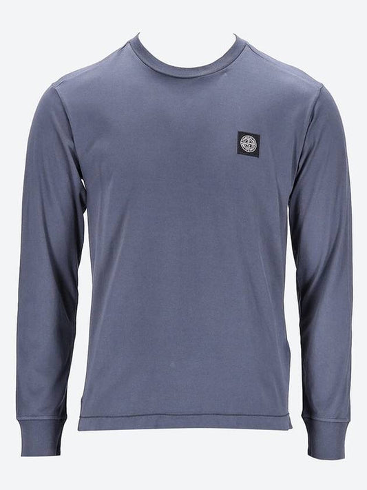 Cotton Jersey Slim Fit Long Sleeve T Shirt Lead Grey - STONE ISLAND - BALAAN 1