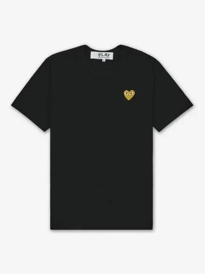 Gold Heart Wappen Short Sleeve T-Shirt Black - COMME DES GARCONS - BALAAN 2