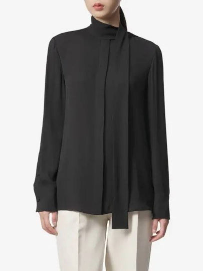 Scarf Neck Long Sleeve Silk Shirt Black - VALENTINO - BALAAN 2