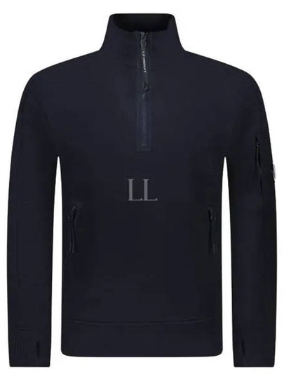 Diagonal Raised Fleece Half Zipped Sweatshirt Navy - CP COMPANY - BALAAN 2