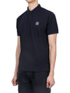 Compass Patch Short Sleeve Polo Shirt Navy - STONE ISLAND - BALAAN 4