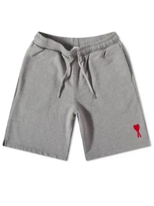 Small Heart Logo Drawstring Shorts Grey - AMI - BALAAN 2