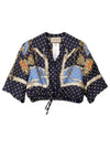 Polka Dot Cropped Silk Shirt Blue - GUCCI - BALAAN 2