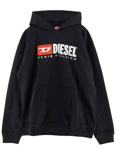 Logo Cotton Hoodie Black - DIESEL - BALAAN 1