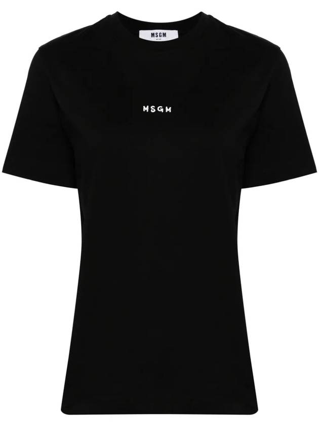 Micro Brushed Logo Cotton Short Sleeve T-Shirt Black - MSGM - BALAAN 3