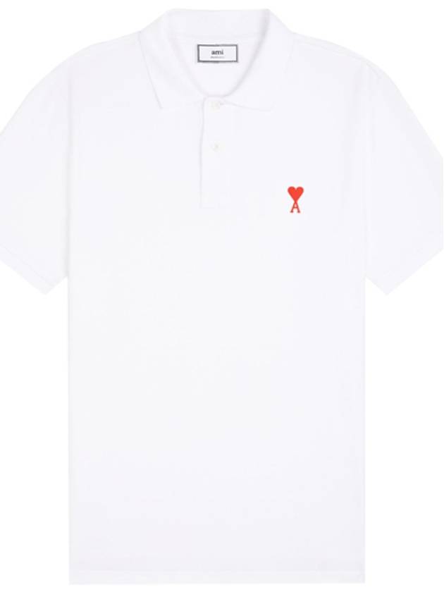 Small Heart Logo Polo Shirt White - AMI - BALAAN 2