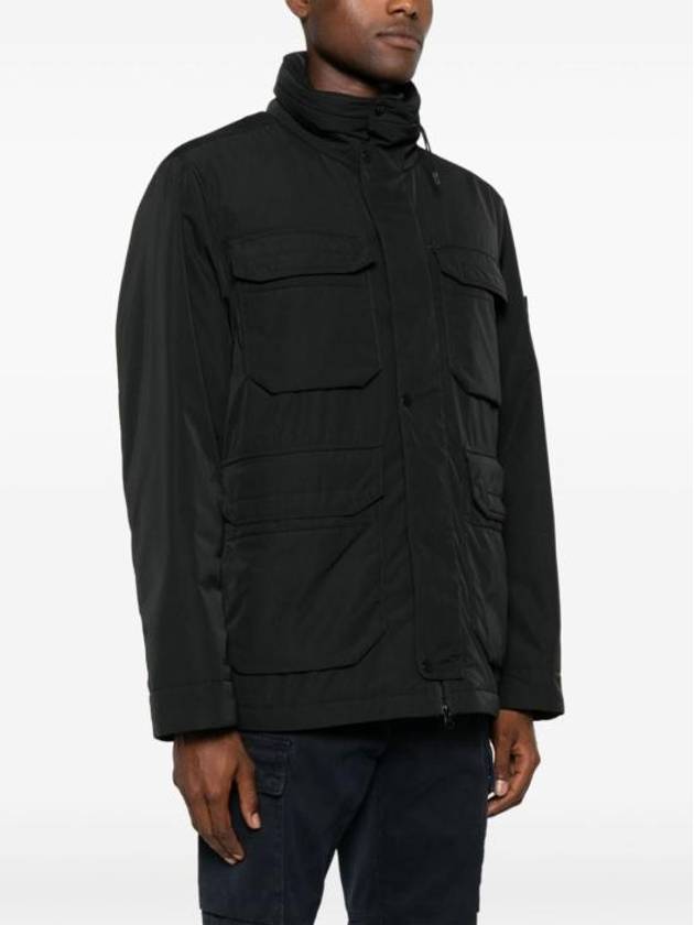 Polyester Micro Twill Zip Up Jacket Black - STONE ISLAND - BALAAN 7