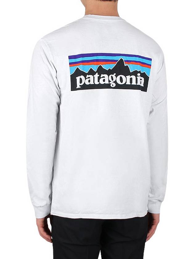 P6 Logo Responsibili Long Sleeve T-Shirt White - PATAGONIA - BALAAN 5