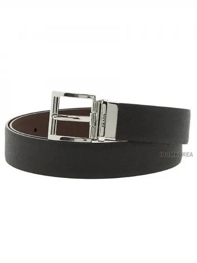 Two-Tone Reversible Saffiano Belt Black Brown - PRADA - BALAAN 2