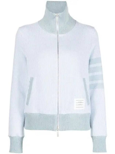 Women's 4-Bar Funnel-Neck Zip-Up Jacket Blue - THOM BROWNE - BALAAN 2