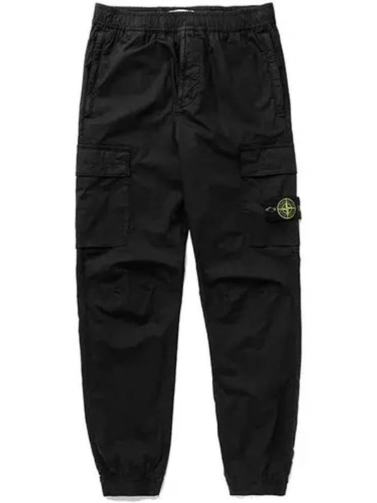 Stretch Cotton Tela Paracadute Cargo Straight Pants Black - STONE ISLAND - BALAAN 2