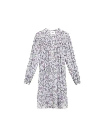 Danael Smocked Printed Cotton Voile Short Dress Ecru Lilac - ISABEL MARANT - BALAAN 2