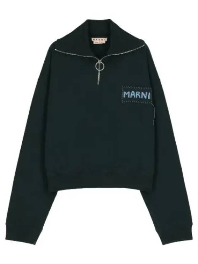 Fleece half zip up sweatshirt green T shirt - MARNI - BALAAN 1