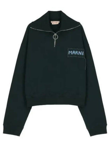 Fleece half zip up sweatshirt green - MARNI - BALAAN 1