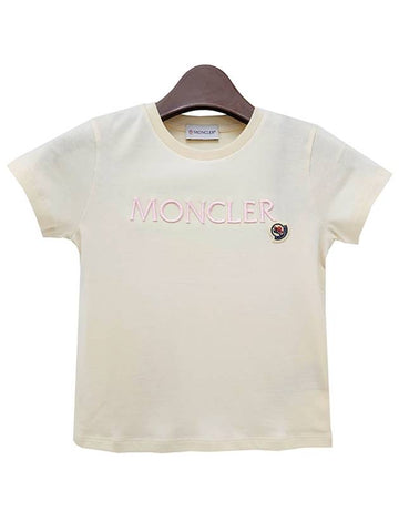 Kids Logo Embroidered Short Sleeve T Shirt 8Y 10Y White 8C00005 83907 050 - MONCLER - BALAAN 1