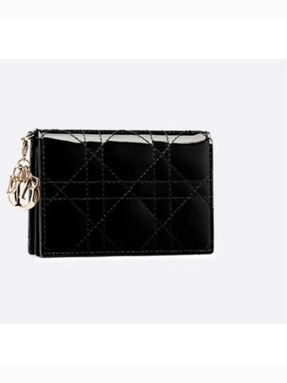 Lady Cannage Patent Calfskin Flap Card Wallet Black - DIOR - BALAAN 2