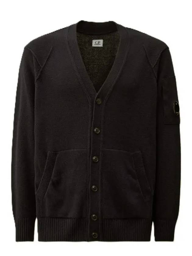 Lambswool GRS Buttoned Cardigan Black - CP COMPANY - BALAAN 2