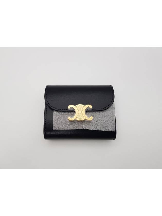 Triomphe Shiny Calfskin Flap Card Wallet Black - CELINE - BALAAN 2