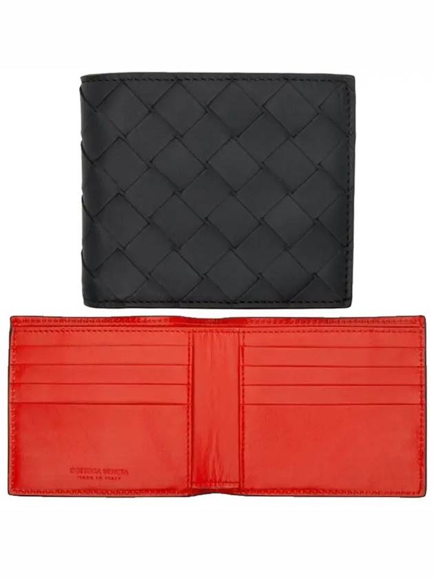 Men's Intrecciato Two Tone Leather Half Wallet Black - BOTTEGA VENETA - BALAAN 2