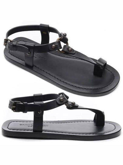 Leather Sandals Black - SAINT LAURENT - BALAAN 2