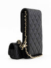 Classic Phone Holder AirPod Case Chain Mini Bag Black Champagne Gold AP2742 - CHANEL - BALAAN 3