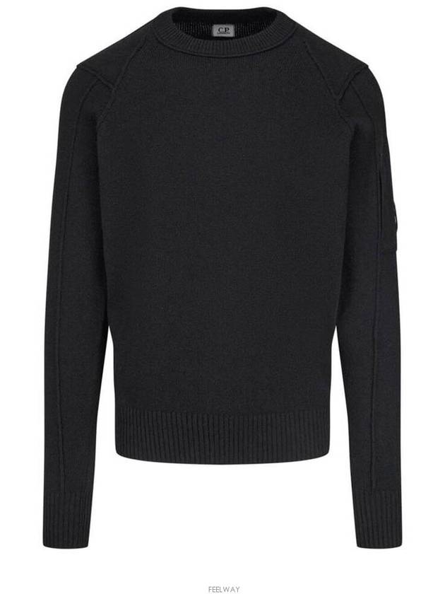 Men's Lens Wappen Wool Crew Neck Knit Black - CP COMPANY - BALAAN 2