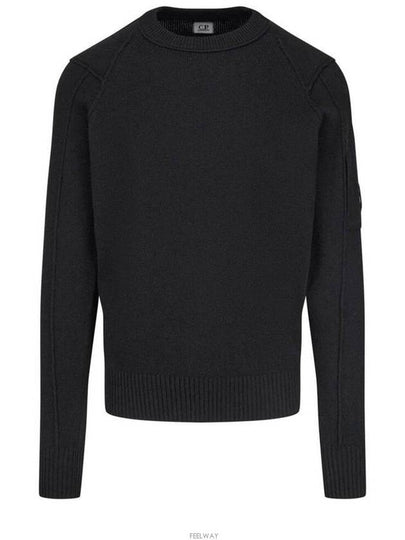 Men's Lens Wappen Wool Crew Neck Knit Top Black - CP COMPANY - BALAAN 2