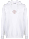 Men's Embroidered Stitch Cotton Hoodie White - STONE ISLAND - BALAAN 1