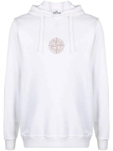 Men's Embroidered Stitch Cotton Hoodie White - STONE ISLAND - BALAAN 1