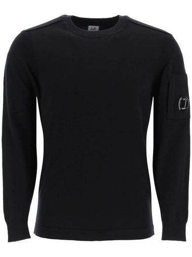 Lens Wappen Merino Wool Knit Top Black - CP COMPANY - BALAAN 1