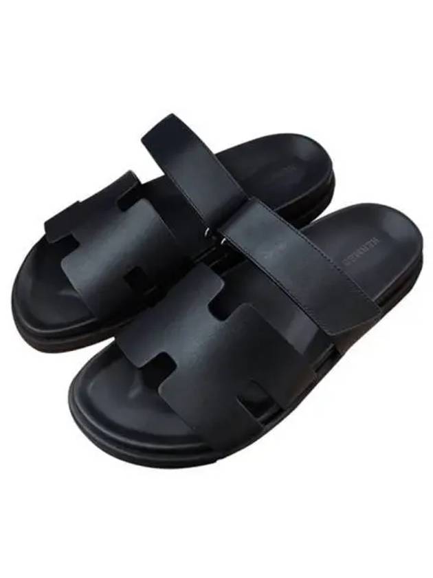 Chypre Leather Sandals Black - HERMES - BALAAN 2