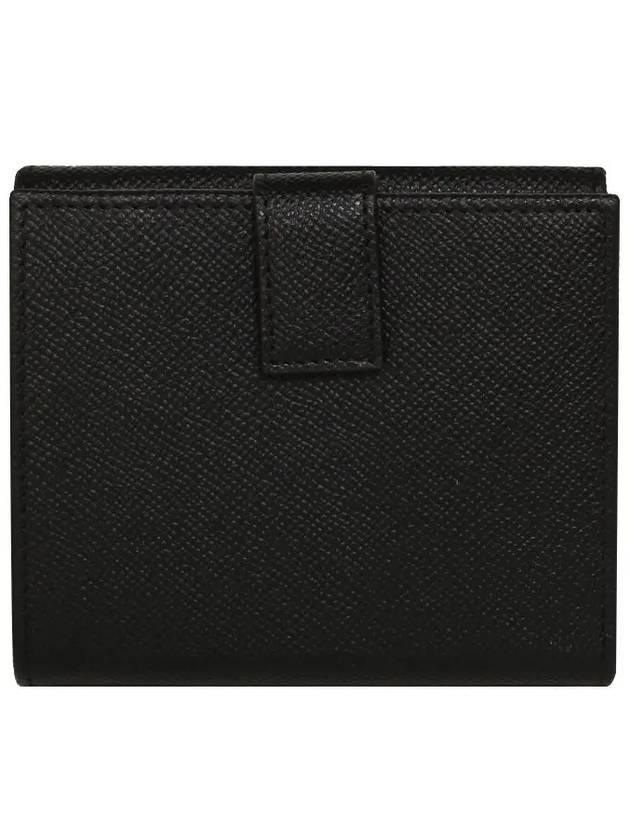 Gancini Leather Half Wallet Black - SALVATORE FERRAGAMO - BALAAN 3