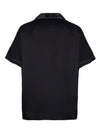 Logo Stitch Detail Silk Short Sleeve Shirt Black - PRADA - BALAAN 3