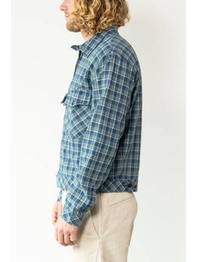 Double RL Indigo Check Linen Cotton Shirt Jacket Blue - POLO RALPH LAUREN - BALAAN 6