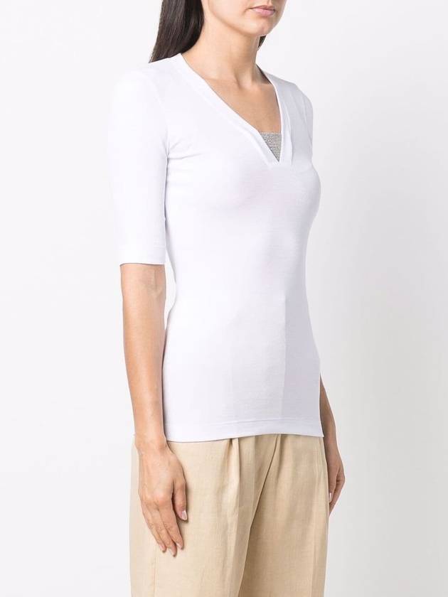 V-neck short sleeve t-shirt white - BRUNELLO CUCINELLI - BALAAN 3