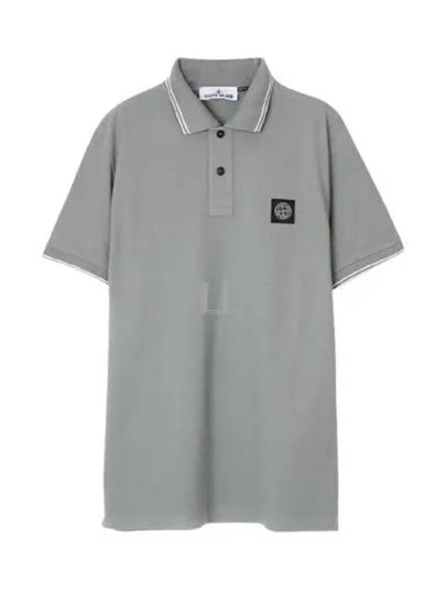 Logo Patch Short Sleeve Polo Shirt Sage Green - STONE ISLAND - BALAAN 2