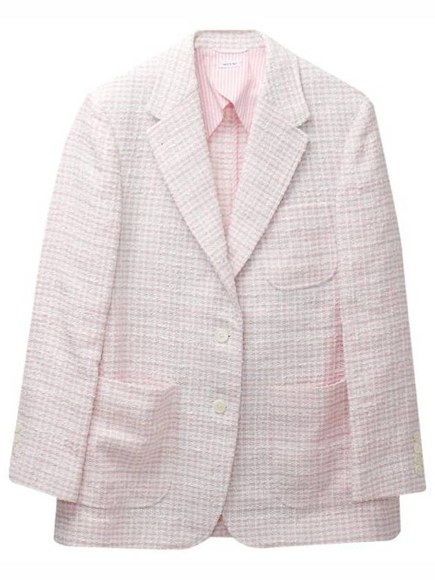 Hop Sack Check Tweed Crop Jacket Pink - THOM BROWNE - BALAAN 2