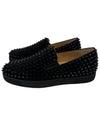 Roller Boat Spike Suede Slip-Ons Black - CHRISTIAN LOUBOUTIN - BALAAN 3