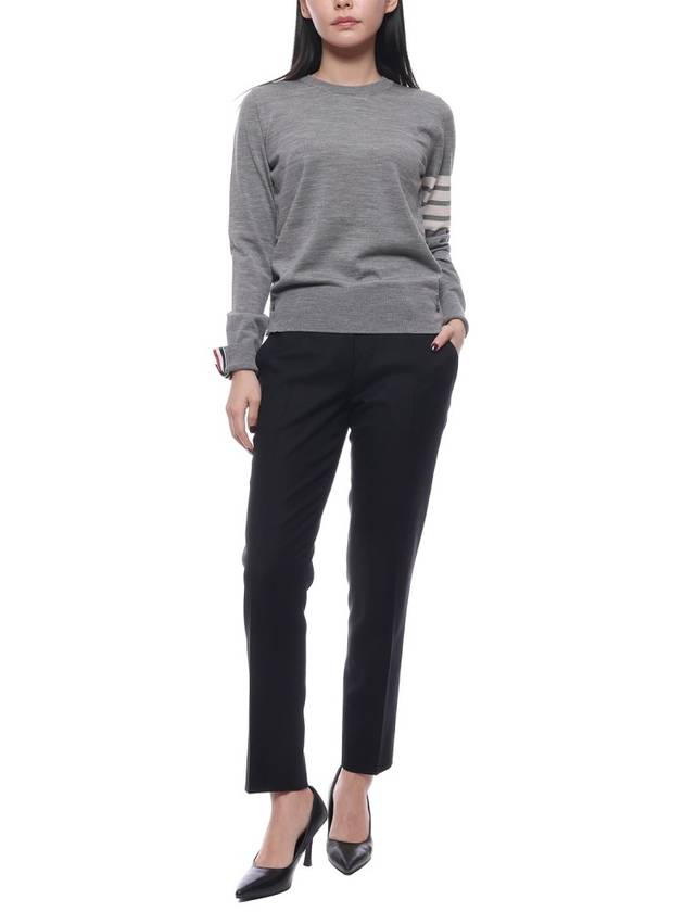 4-Bar Merino Jumper Wool Knit Top Light Grey - THOM BROWNE - BALAAN 4