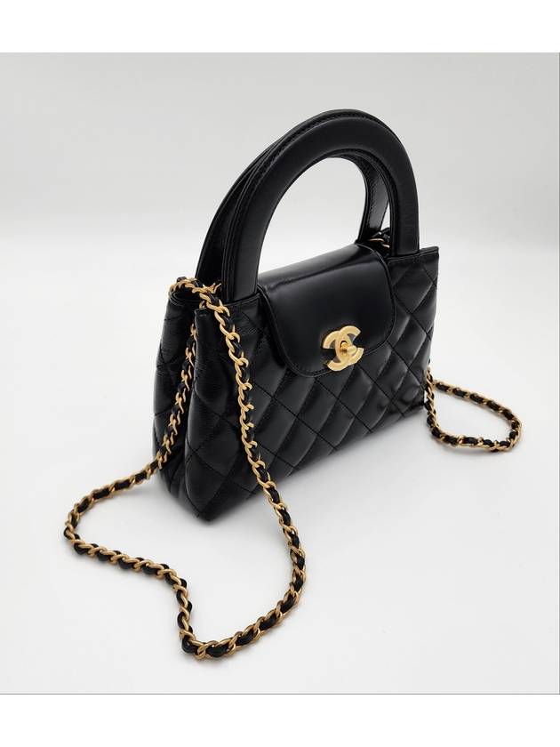 Mini Shiny Crumpled Calfskin Gold Metal Black - CHANEL - BALAAN 5